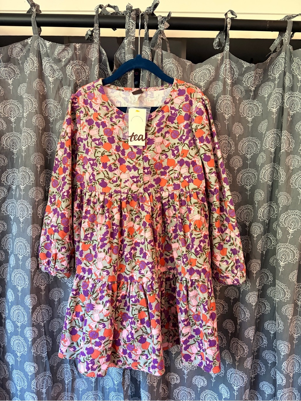 Pomegranate Printed Corduroy Dress